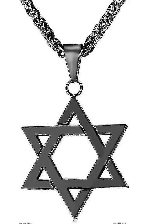 Star of David Necklace for Men 18K Gold Plated Hexagram Magen David Pendant Necklaces Stainless Steel Jewish Jewelry