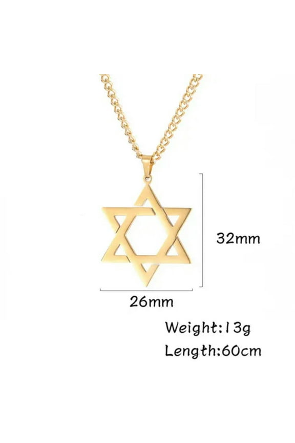 Star of David Pendant Necklace Israel Jewish Stainless Steel Jewelry Gift