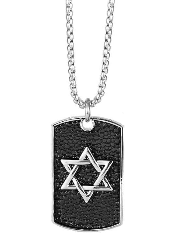 Star of David Pendant Shield Hexagram Titanium Neckalce,Six Pointed Star Estrella De David Shield Necklace for Men
