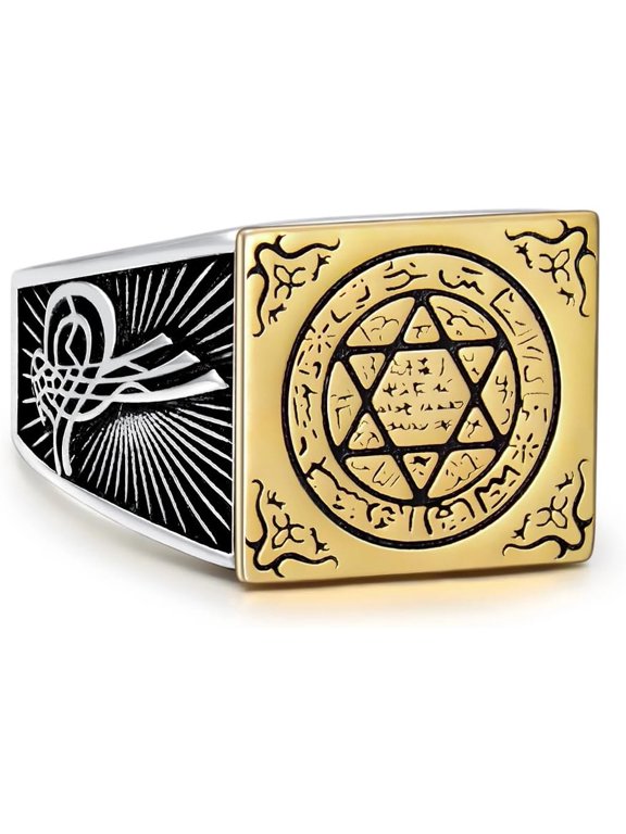 Star of David Ring Star of the Seal of the Prophet Solomon S925 Sterling Silver Turkish Handmade Solid Rings for Men Husband