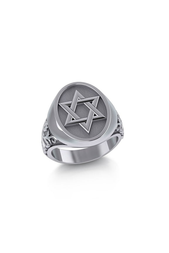 Star of David Signet Ring 925 Sterling Silver Fine Jewish Faith Men's Jewelry
