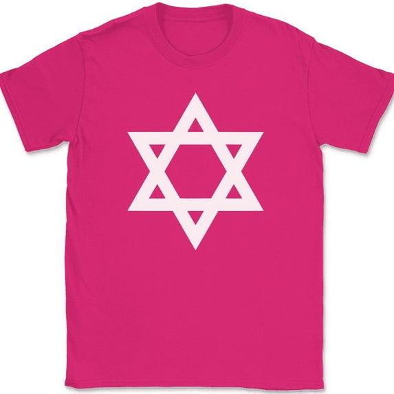 Star of David T-Shirt Hebrew Jewish Jewdism Religious Christian Israel Tee - Pink, 5XL