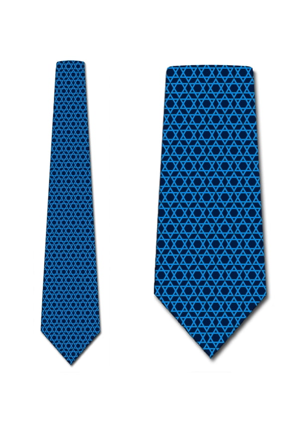 Star of David Ties Mens Religious Blue Necktie by Three Rooker