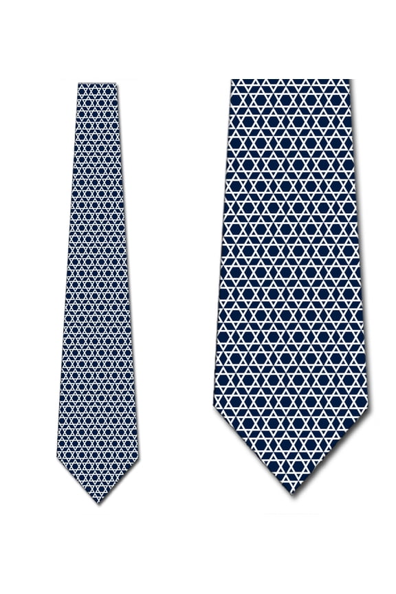 Star of David Ties Mens Religious Navy Necktie by Three Rooker