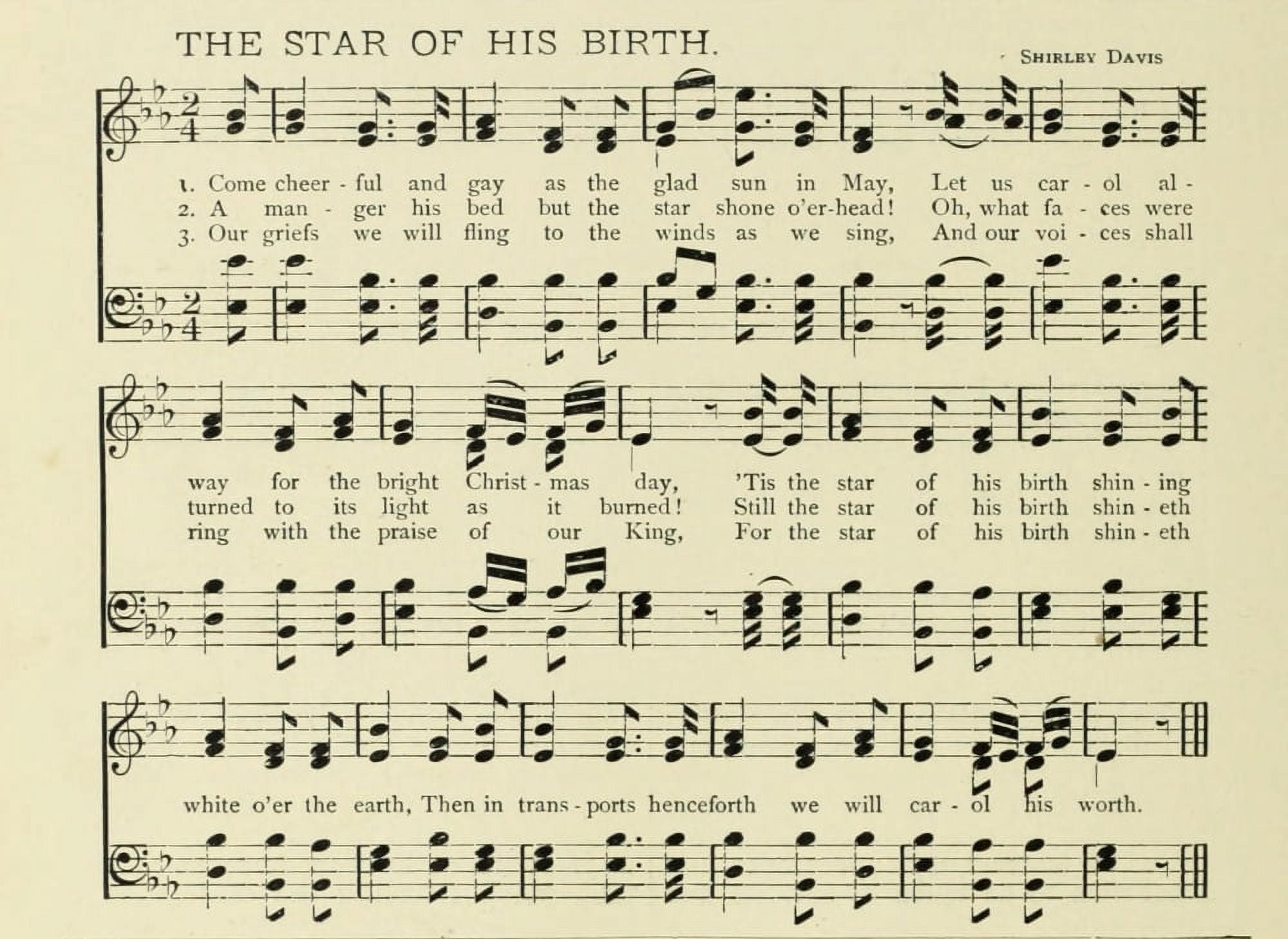 Star of His Birth Christmas in Song 1891 Canvas Art -  (24 x 36)