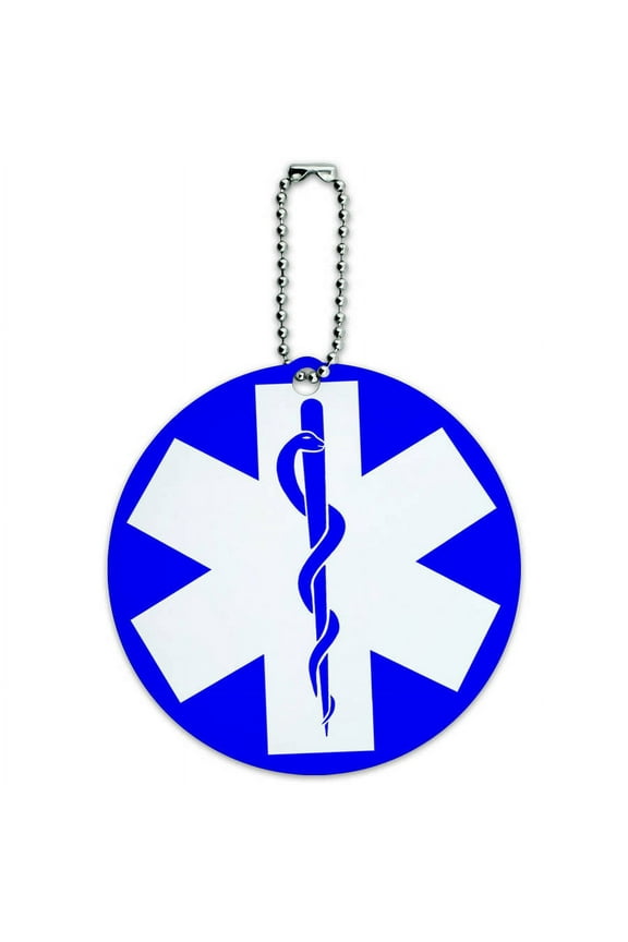 Medical Health EMT RN MD Round Luggage ID Tag Card for Suitcase or Carry-On
