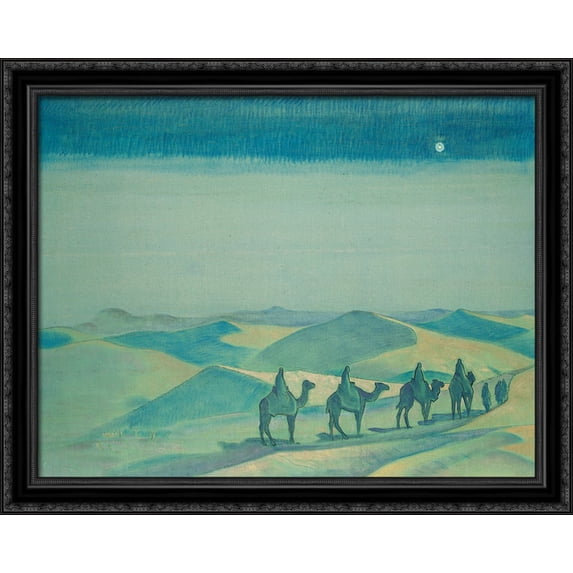 Star of Mother of the World 36x28 Large Black Ornate Wood Framed Canvas Art by Nicholas Roerich