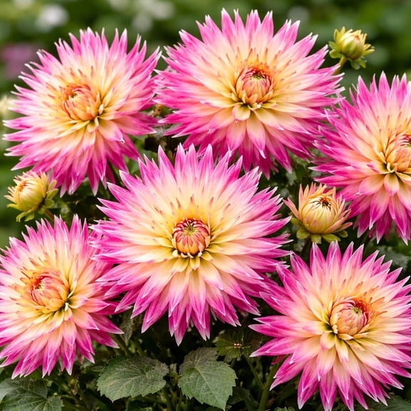 Star's Favorite Cactus Dahlia Bulbs Pink & Cream Bi-Color Blooms Large Flowering Summer Garden Plant Easy to Grow 3 Tubers (5 Bulbs)