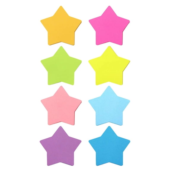 Star shape sticky notes, 8 vibrant colors sticky pads, 75 sheets per pad, 8 pads pack, self adhesive memo notes for office, home, colorful star sticky notes , Multicolor