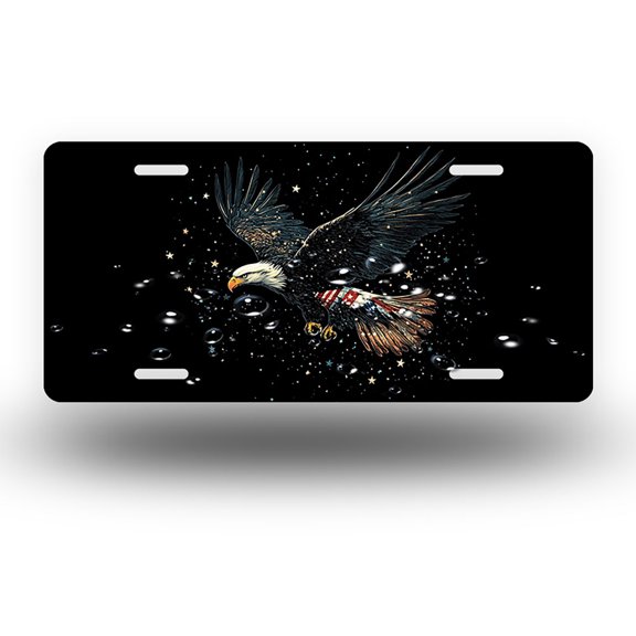 Star surrounded Patriotic Eagle Front License Plate, Funny Standard Plates Personalized Novelty Decorative For Men/Women/Boys/Girls Car 6×12 Inch