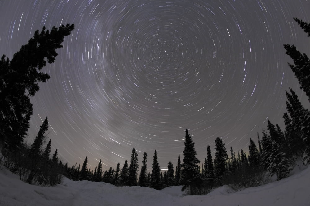 Star trails and Milky Way Canvas Art - Yuichi TakasakaStocktrek Images (35 x 23)
