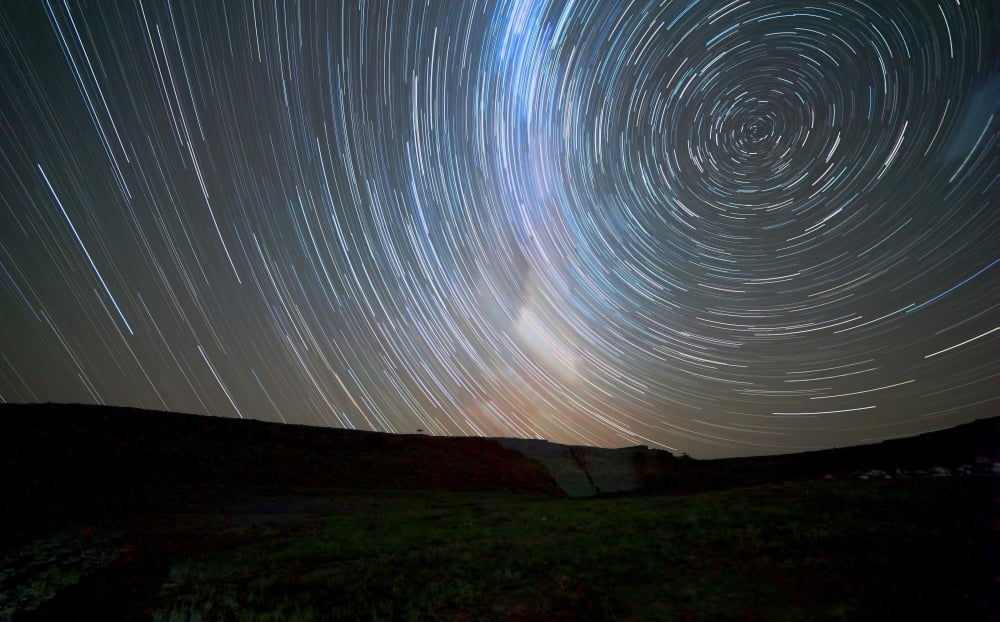 Star trails around the south celestial pole Somuncura Argentina Canvas Art - Luis ArgerichStocktrek Images (18 x 11)