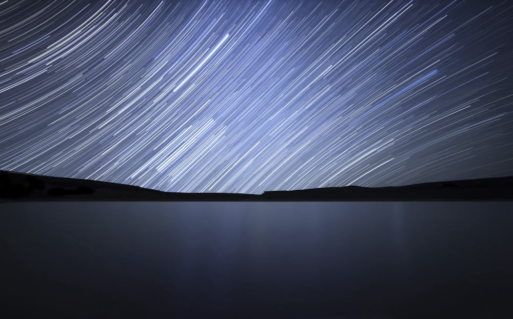 Star trails of the celestial equator in Somuncura Argentina Canvas Art - Luis ArgerichStocktrek Images (18 x 11)