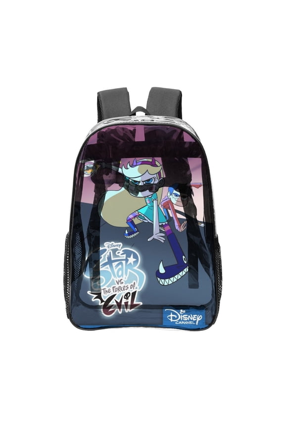 Star vs.the Forces of Evil-theme Clear Backpack Heavy Duty Transparent Bag See Through Bookbag for Work, Sport, College, Travel12.2X16.9"(31X43cm)