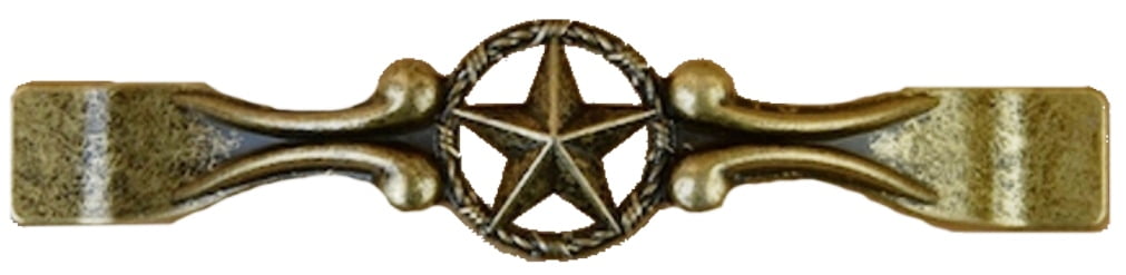 Star with Barbwire Drawer Cabinet Handle in Antique Brass