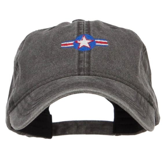 Star with Ribbon Embroidered Washed Cap - Black OSFM