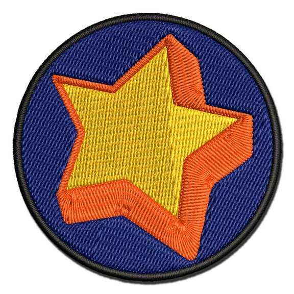 Star with Shadow Excellent Doodle Applique Multi-Color Embroidered Iron-On Patch - 3 Inch Medium