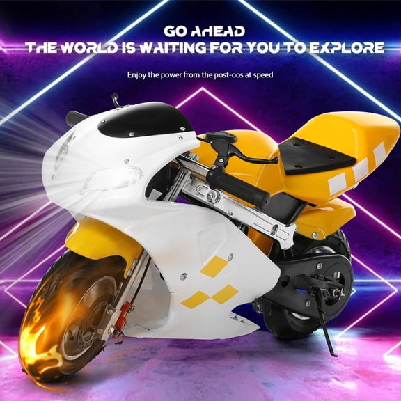 StarBay 49cc Pocket Bike, Strong Power Dual Headlights, Mini Motorcycle for Kids, 2 Stroke Gas Racing Motorbike, Dual Brake