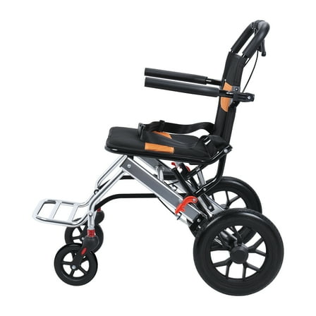 StarBay Adult Wheelchair Foldable Transport Chair 15.75 Inch Wide Seat Handbrake Shock-absorbing 80KG Capacity