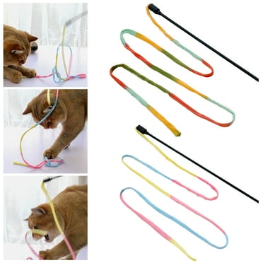 StarBay Cat Teaser Wand Toy, Bite Resistant Ribbon, Long Pole Interactive Stress Relief Toy for Kittens