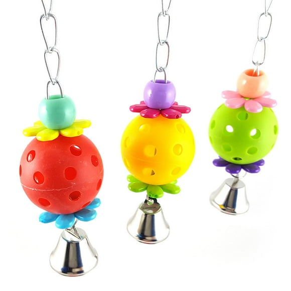 StarBay Colorful Pet Bird Bites Toy Parrot Ball Cage Hanging Cockatiel Birds Bell Parrot Ball