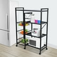 thumbnail image 1 of StarBay Produce Holder Fruit Stand Snack Organizer 4 Tier Wire Basket Kitchen Baker Rack Stackable Storage Basket with 360 Degree Wheels & Hooks, 1 of 6