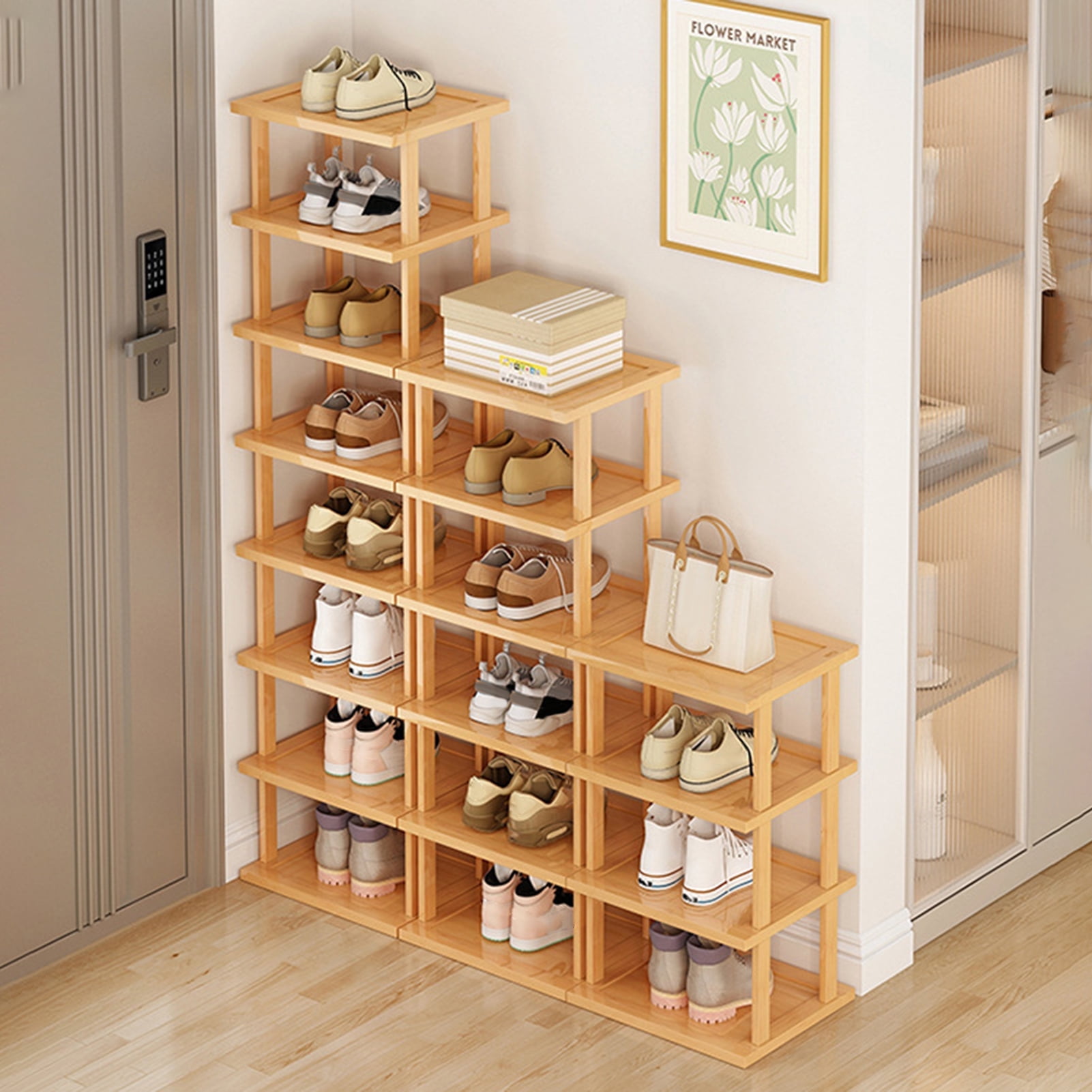 HAIOOU 5 Tier Wooden Shoe Rack Organizer 15 Pair Entryway Shelf 23.60 x 11.80 x 31.50 Inches White Walmart