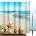 thumbnail image 1 of StarBeach Shower Curtains 3D Seashell Ocean Theme Waterproof Polyester Fabric Bathroom Decor with Bathtub Curtains, 1 of 5
