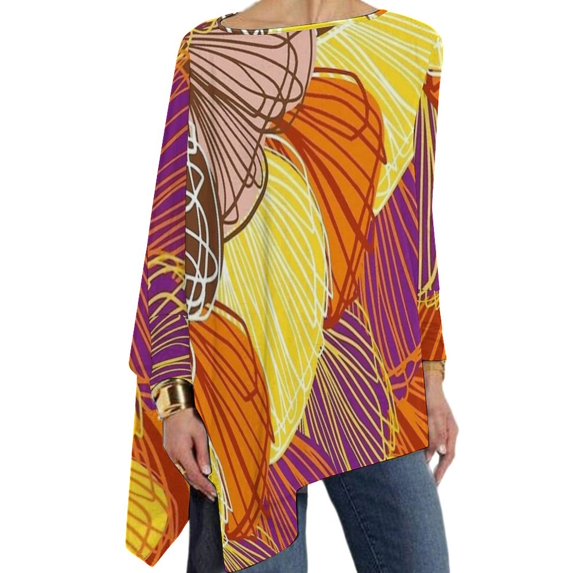 StarBlue Sea Shells T Shirt Retro Long-Sleeve T-Shirts Women Street Fashion Tshirt Big Size Pattern Top Tees