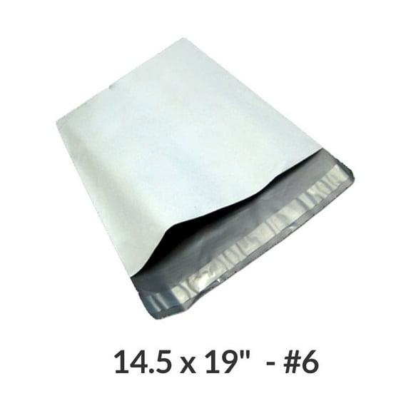 StarBoxes 250 Poly Mailers Bags 14.5x19" - #6 Pouches Envelopes White Self-Sealing