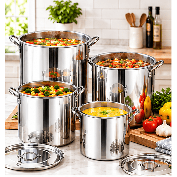 StarCrafts 16-18-20-24QT Stainless Steel Stockpot Set, Set of 4