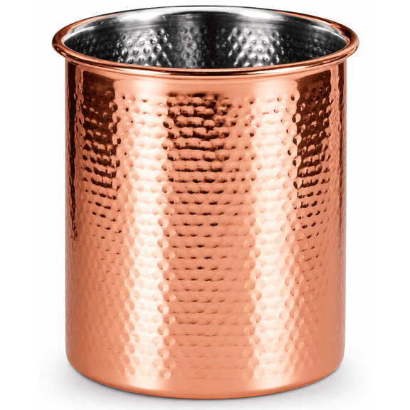 StarCrafts Copper Plated Hammered Kitchen Utensil Holder and Organizer