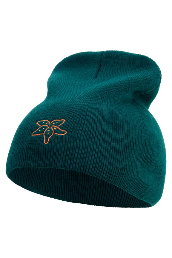 StarFish Logo Embroidered 8 Inch Short Beanie - Dk Green OSFM