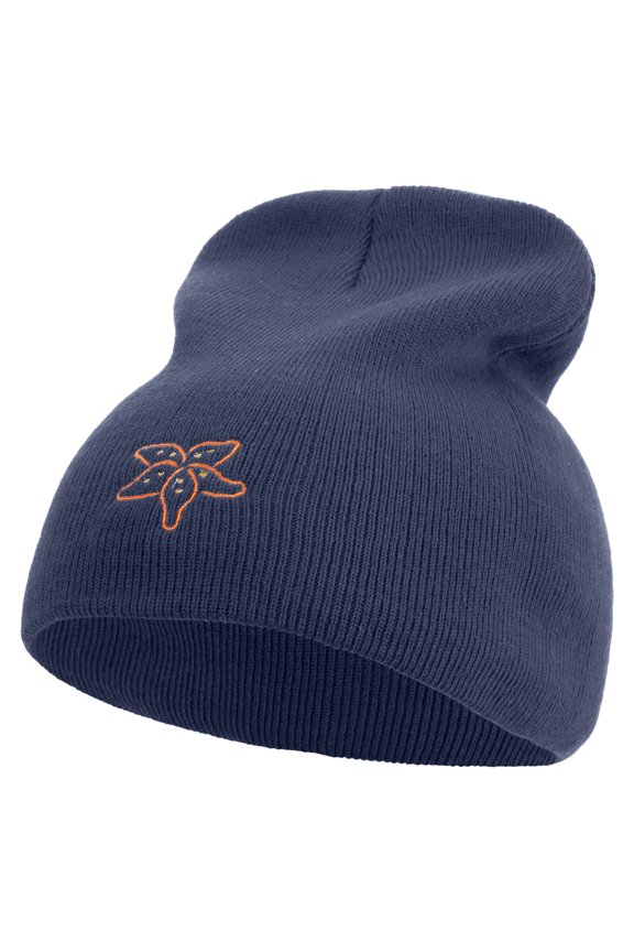 StarFish Logo Embroidered 8 Inch Short Beanie - Navy OSFM