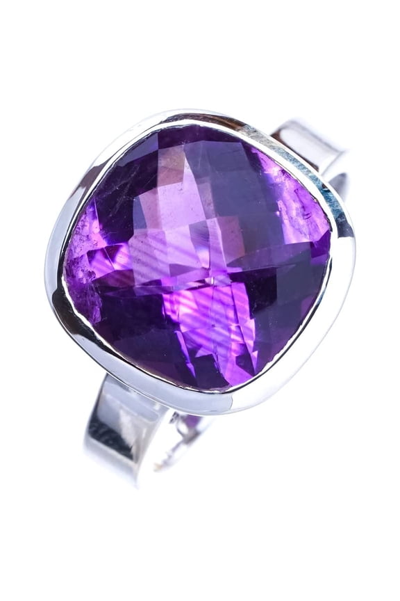 StarGems  Natural Amethyst Handmade 925 Sterling Silver Ring 6.5 E9179