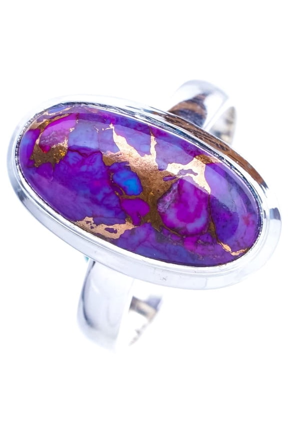 StarGems  Natural Copper Turquoise Handmade 925 Sterling Silver Ring 8.75 E9112
