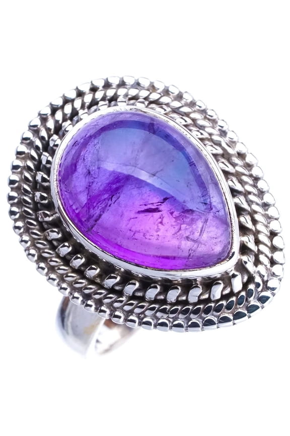 StarGems  Natural Amethyst Handmade 925 Sterling Silver Ring 6.5 E9291