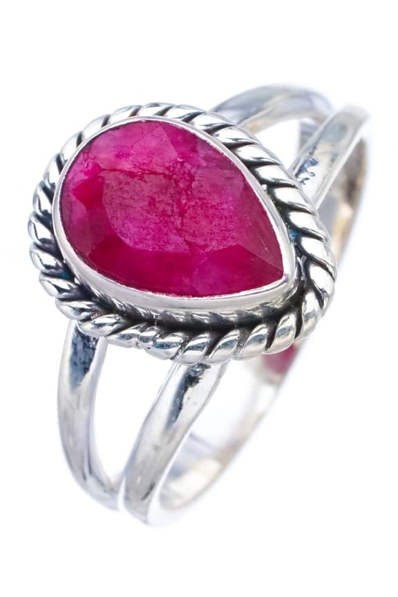 StarGems Natural Cherry Ruby Handmade 925 Sterling Silver Ring 5 F3273
