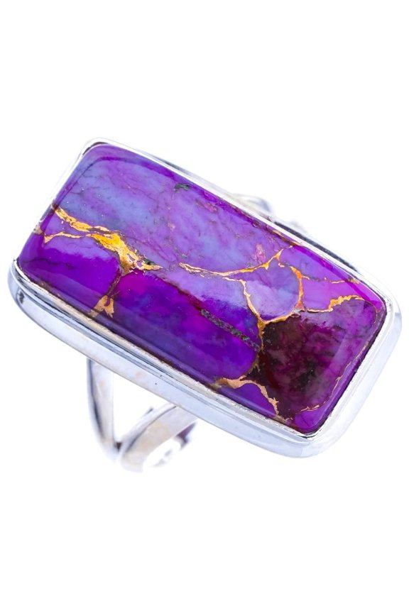 StarGems Natural Copper Turquoise Handmade 925 Sterling Silver Ring 7.5 E9145