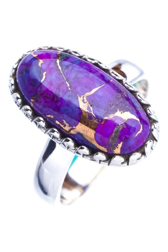 StarGems Natural Copper Turquoise Handmade 925 Sterling Silver Ring 8.25 E9120