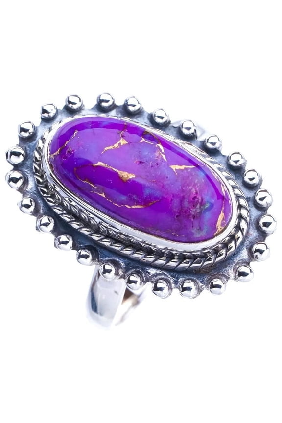 StarGems Natural Copper Turquoise Handmade 925 Sterling Silver Ring 9.25 E9134