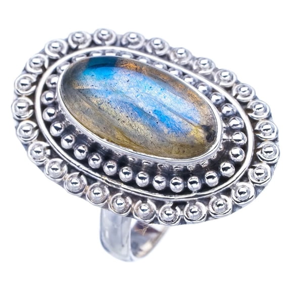 StarGems® Natural Labradorite Handmade 925 Sterling Silver Ring 7 F2678
