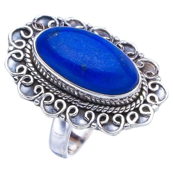StarGems Natural Lapis Lazuli Handmade 925 Sterling Silver Ring 6.75 F1803