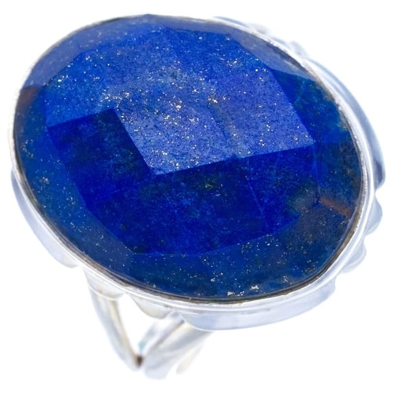 StarGems® Natural Lapis Lazuli Handmade 925 Sterling Silver Ring 9 F0009
