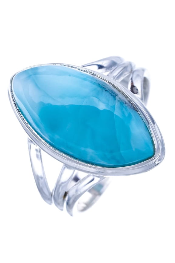 StarGems Natural Larimar Handmade 925 Sterling Silver Ring 6.25 F0858