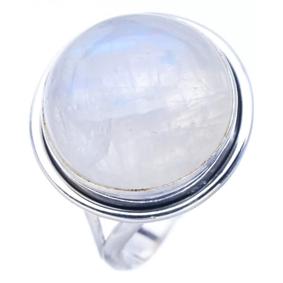 StarGems&reg; Natural Moonstone Handmade 925 Sterling Silver Ring 6 F0701