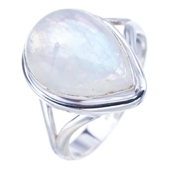 StarGems&reg; Natural Moonstone Handmade 925 Sterling Silver Ring 6 F3079