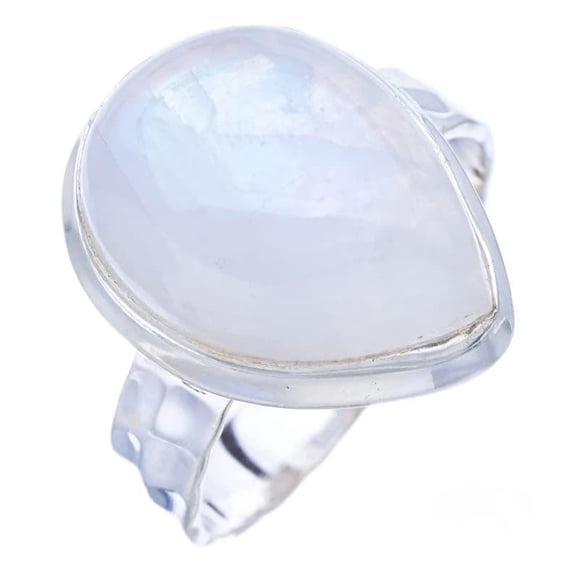 StarGems® Natural Moonstone Handmade 925 Sterling Silver Ring 9 F0616
