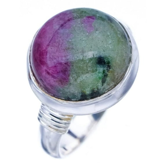 StarGems® Natural Ruby Zoisite Handmade 925 Sterling Silver Ring 8.5 F1311