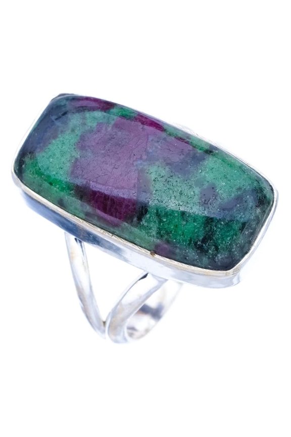 StarGems Natural Ruby Zoisite Handmade 925 Sterling Silver Ring 8.75 F1606